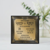 Black & Imitats Gold Great Gatsby Geometric Weddin Einladung (Stehend Vorderseite)