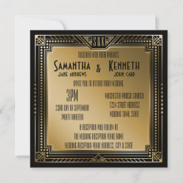 Black & Imitats Gold Great Gatsby Geometric Weddin Einladung