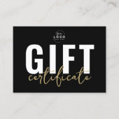 Black Imitats Gold Script Business Geschenkgutsche Visitenkarte (Vorderseite)