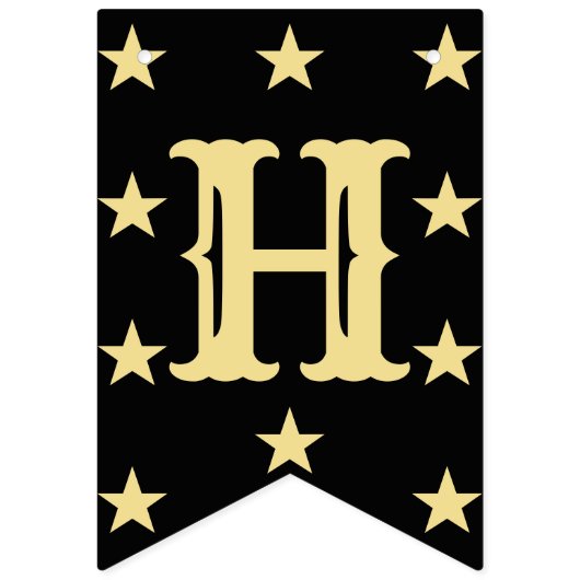 Black Imitats Gold Stars glücklich Neujahr Party Wimpelkette (Zweite Fahne)