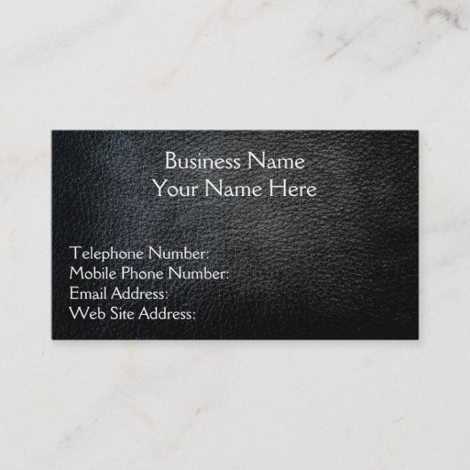 Black Imitats Leather Rustikale Business Cards Visitenkarte (Vorderseite)