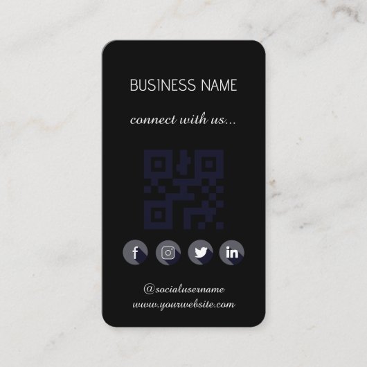 Black-in-Social-Media-QR-Code Business-Karte Visitenkarte (Vorderseite)