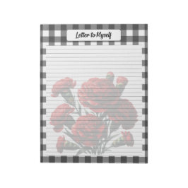 Black in White Floral Gingham_ Brief an mich Notizblock