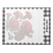 Black in White Floral Gingham_ Brief an mich Notizblock (Vorderseite)
