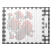 Black in White Floral Gingham _ Notes Notizblock (Vorderseite)