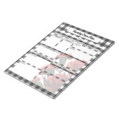 Black in White Floral Gingham_ Pflegeplan Notizblock (angewinkelt)