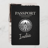 Black India Passport Save the Date (Vorne/Hinten)