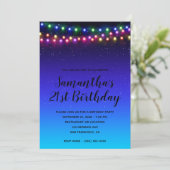 Black Indigo Aqua Starry Ombre Street Lights Einladung (Stehend Vorderseite)