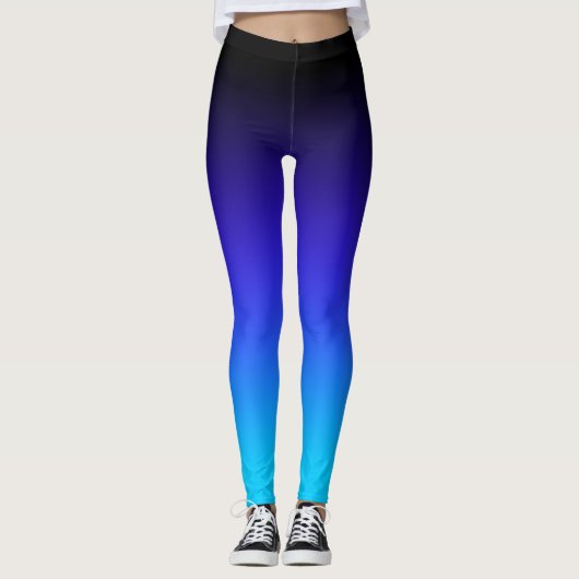 Black Indigo Blue und Aqua Gradient Leggings (Vorderseite)
