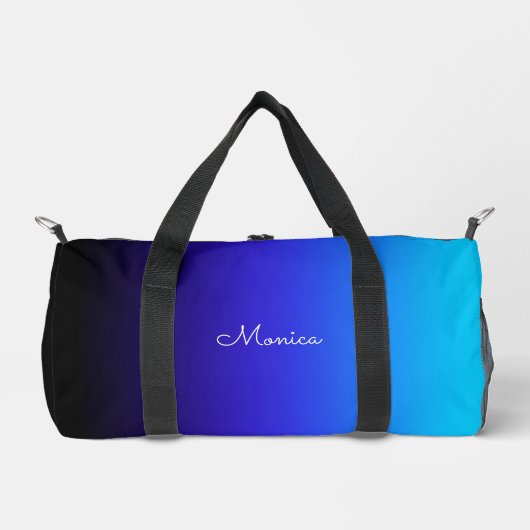 Black Indigo und Aqua Blue Gradient Duffle Bag (Vorderseite)