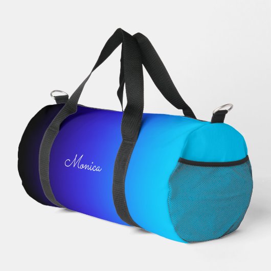 Black Indigo und Aqua Blue Gradient Duffle Bag (Rechte Ecke)