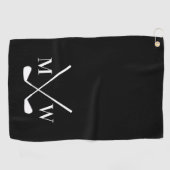 Black Initial Monogram Golfhandtuch (Horizontal)