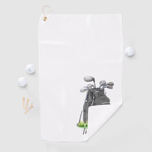 Black Initial Name Monogram Golfhandtuch (Insitu)