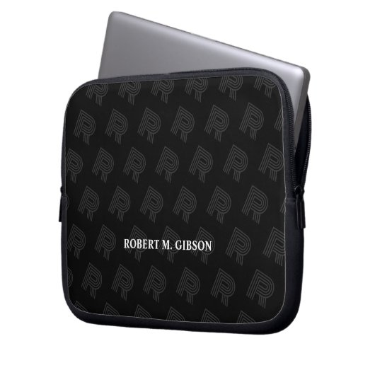 Black Initial pattern Laptop Case for Anyone (Vorderseite Links)