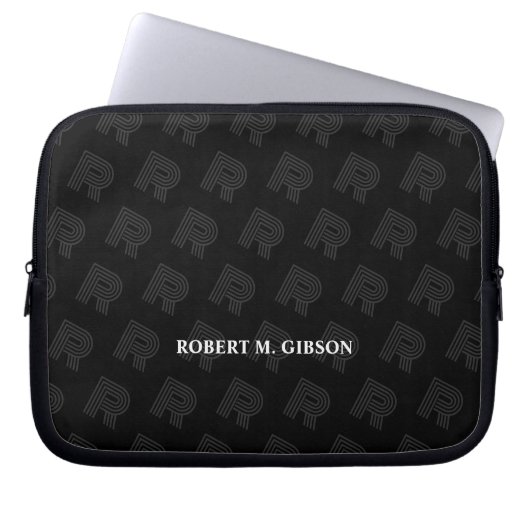 Black Initial pattern Laptop Case for Anyone (Vorderseite)