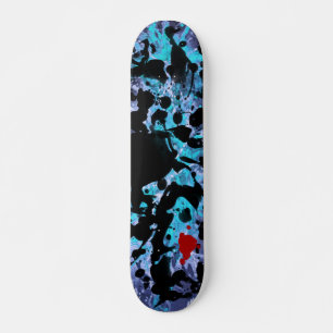 BLACK INK blue splatter Skateboard