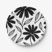 Black Ink Daisies Boho Brautparty Pappteller (Vorderseite)