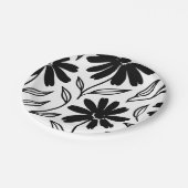 Black Ink Daisies Boho Brautparty Pappteller (Schrägansicht)