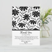 Black Ink Daisies Boho Brautparty Vielen Dank Einladung (Stehend Vorderseite)