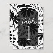 Black Ink Daisies Boho Tischnummern (Vorne/Hinten)