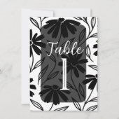Black Ink Daisies Boho Tischnummern (Vorderseite)