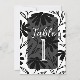 Black Ink Daisies Boho Tischnummern