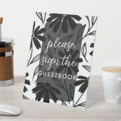 Black Ink Daisies Boho Tischnummern Tafelzeichen Sockelschild (In SItu)