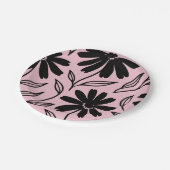 Black Ink Daisies Pink Boho Brautparty Pappteller (Schrägansicht)