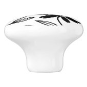 Black Ink Daisies White Boho Keramikknauf (Seitenansicht)