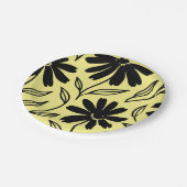 Black Ink Daisies Yellow Boho Brautparty Pappteller (Schrägansicht)