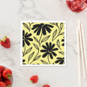 Black Ink Daisies Yellow Boho Brautparty Serviette (Beispiel)