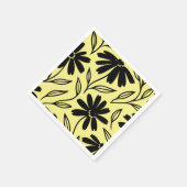 Black Ink Daisies Yellow Boho Brautparty Serviette (Ecke)