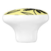 Black Ink Daisies Yellow Boho Keramikknauf (Seitenansicht)