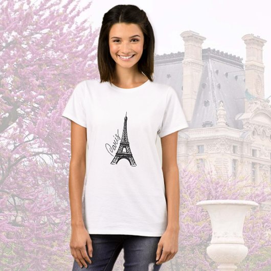 Black Ink Eiffel Tower T-Shirt