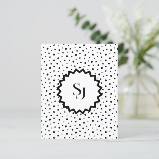 Black ink Improvisation polka dots Monogram. (Stehend Vorderseite)
