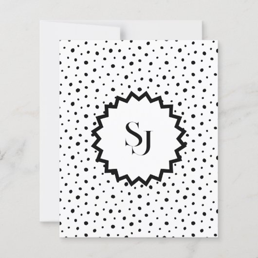 Black ink Improvisation polka dots Monogram. (Vorderseite)