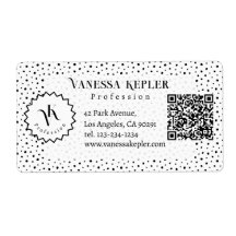 Black ink Polka dot Monogram Minimalist Modern.