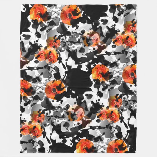 BLACK INK & POPPIES Muster + Ihr Backgr. Ideen Fleecedecke (Vorderseite)