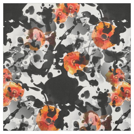 BLACK INK & POPPIES Muster + Ihr Backgr. Ideen Stoff (Muster)