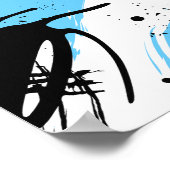 Black Ink Splashes on a Blue & White Background Poster (Ecke)