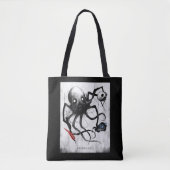 Black Inky Bones Press Octopus Tote Tasche (Vorderseite)