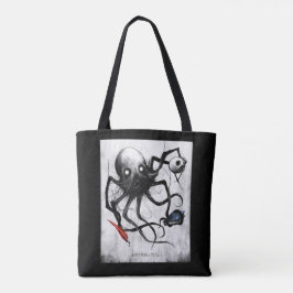 Black Inky Bones Press Octopus Tote Tasche