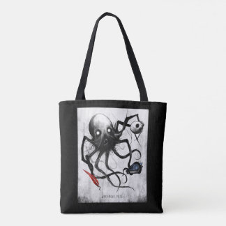 Black Inky Bones Press Octopus Tote Tasche