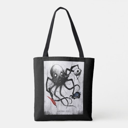 Black Inky Bones Press Octopus Tote Tasche (Rückseite)