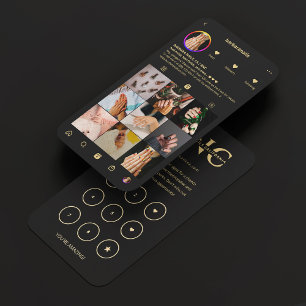 Black Instagram Loyalty Card des Nageltechnikers Visitenkarte
