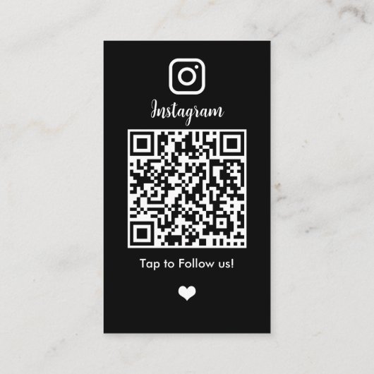 Black Instagram QR CODE Visitenkarte (Rückseite)