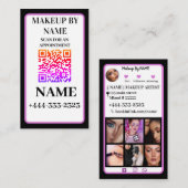 Black Instagram QRcode Makeup Artist Social Media Visitenkarte (Vorne/Hinten)