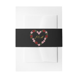Black invitation band with a pink and red heart