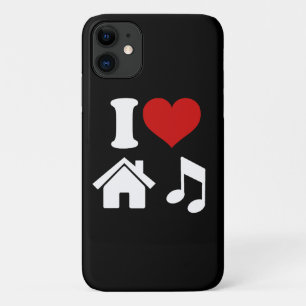 Black iPhone Case mit White 'I Liebe House Music'