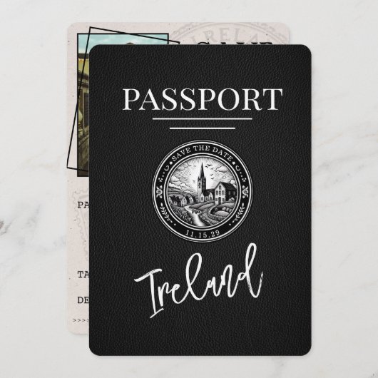 Black Ireland Passport Save the Date (Vorne/Hinten)